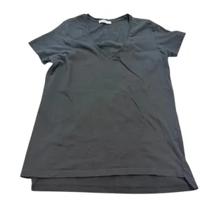 Zara Basic V-Neck T-Shirt in Black, Size XL thumbnail 1
