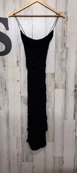 Oh Polly Black Ruched Cowl Neck Maxi Dress Womens Size US 6 UK 10 Spaghetti Stra thumbnail 1