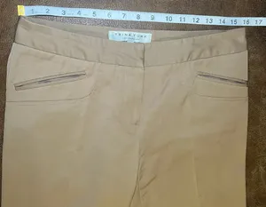 Trina Turk Sunset Wide Leg Pants Tan Khaki Nylon Cotton Stretch 231318 Size 6 thumbnail 3