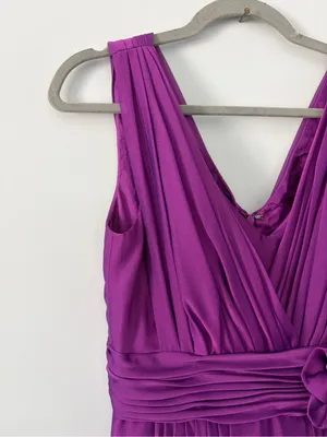 JS Collections Purple Sleeveless Chiffon V Neck A Line Formal Maxi Gown 6 thumbnail 3