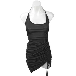 I.AM.GIA Halley Black Halter Tie Scoop Neck Chain Mini Bodycon Dress Size M thumbnail 3