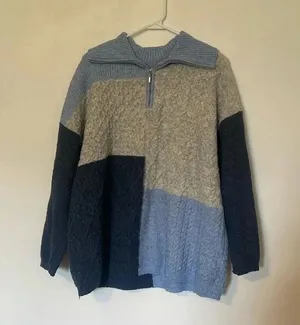 Westbound color block quarter zip wool sweater thumbnail 1
