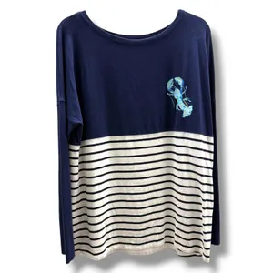 Lilly Pulitzer Finn Top Navy White Striped Lobster‎ Graphic Long Sleeve Shirt L thumbnail 4