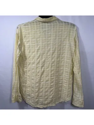 Free People Yellow Plaid Raw Hem Button Front Shirt Medium thumbnail 7