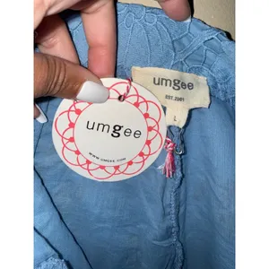 Umgee NWT Womens Blue Floral Eyelet Lace Scallop Hem High Rise Shorts L Feminine thumbnail 4