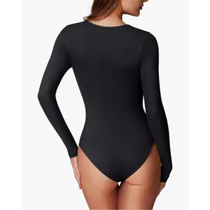 NEW REORIA Basic Square Neck Double Lined Long Sleeve Bodysuit M Black Size M thumbnail 2