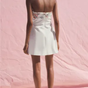 ZARA Floral White Strapless Dress thumbnail 9