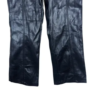 NWT Lulus Vegan Leather Solid Straight Leg Pants Black Edgy Seam Detail Size M thumbnail 3