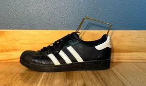 Adidas Shell Toe Leather Black and White Stripe Sneakers Men’s Size 6.5/Womens 8 thumbnail 4