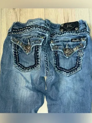 Miss me Signature Blue Denim Boot Cut Jeans with Embellished Back Pocket thumbnail 3