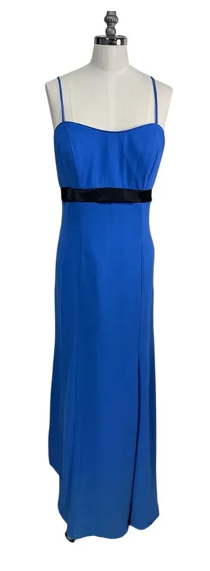 Linda Royal Blue Chiffon Maxi Gown Open Back Bow Detail Prom Formal Women's 16‎ thumbnail 1