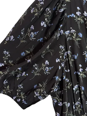 GAP Black Floral V-Neck Button-Front Midi Dress Size Petite Large thumbnail 5