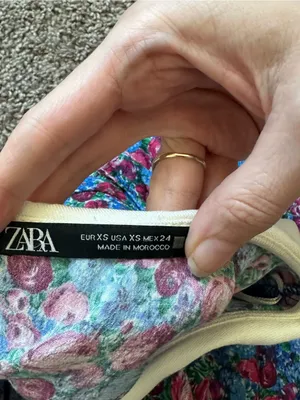 Zara Floral Mini Dress with White Peter Pan Collar - Blue & Pink thumbnail 6