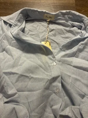Love Note NWT blue and white pinstripe pajama set thumbnail 3