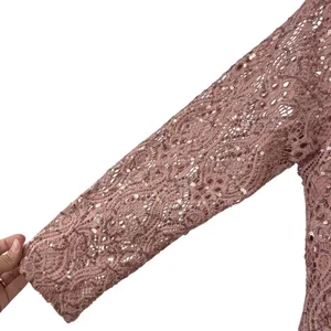 Marina Womens Pink Sequin Lace V-Neck Long Sleeve Maxi Gown Dress Size 14‎ thumbnail 4