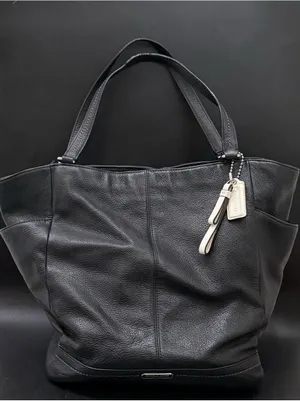 COACH F23662 Park Black Pebbled Leather North/South Tote Bag thumbnail 1
