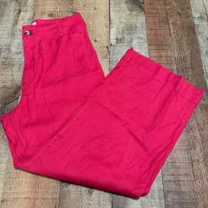 Maeve Anthropologie Pink Linen Blend Wide Leg The Colette Pants Sz 28 Trouser thumbnail 1