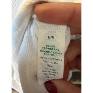 Aerie White Ribbed Long Sleeve Hook‎ and Eye Bodysuit Medium M thumbnail 5