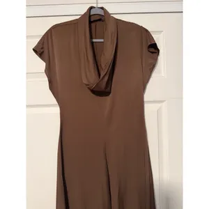 Zara Luxury Cowl Neck Chocolate Brown Midi Dress Flowy Collection‎ Capsule thumbnail 3