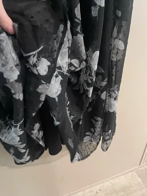 Torrid sz 2 2xl plus black gray Swiss dot smocked neck tank dress floral lined thumbnail 5