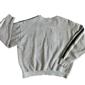 Victoria's Secret PINK Gray Varsity Patch Crewneck Sweatshirt Striped Sleeve L‎ thumbnail 4