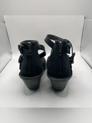 OTBT Mary Jane Biker Wedge black size 7 buckle distressed EUC thumbnail 6