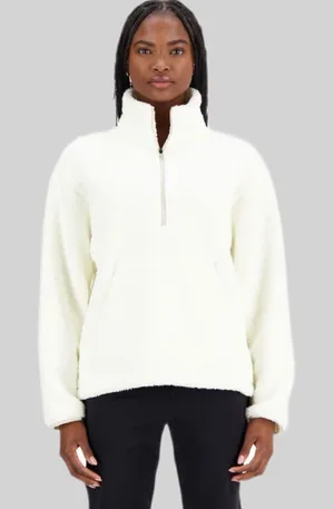 NWT New Balance Achiever Sherpa Pullover Half Zip - Sea‎ Salt - Small thumbnail 1