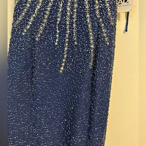 NWT Andretta Donatello SILK vintage beaded embellished navy gown whimisoth thumbnail 4