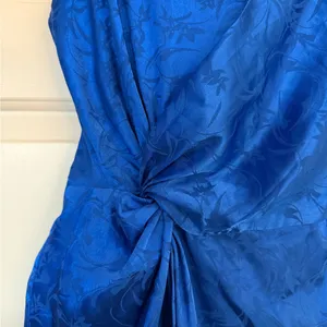 Lulus Blue Satin Floral Jacquard Wrap Dress Size M thumbnail 2