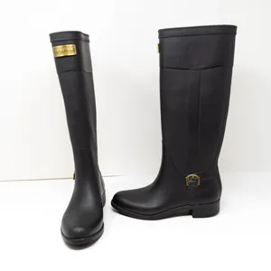 NEW Hunter Belsize Waterproof Knee High Gold Logo Rubber Rain Boots Shoes Black thumbnail 1