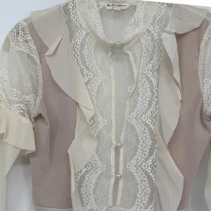 For Love & Lemons White Lace Silk Blend Ruffle Bodysuit Victorian Romantic Sz S thumbnail 5