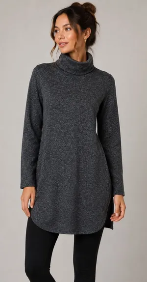 WAYF Brown Turtleneck Sweater Dress Long Sleeve Cozy Casual‎ Stretch Small thumbnail 1