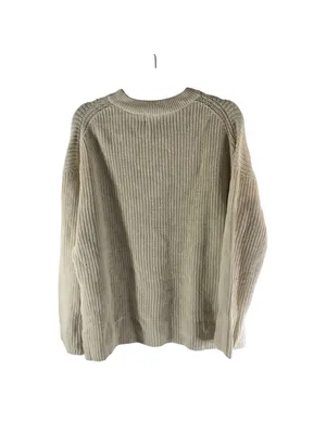 H&M Ivory Oversized Knit Sweater Medium Cotton Blend Boxy Side Slits Chunky Knit thumbnail 3