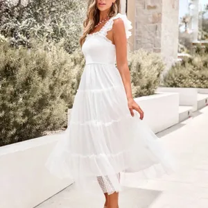 Blu Pepper White Swiss Dot Tulle Tiered Maxi Dress Sz S NWT thumbnail 5