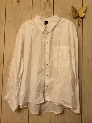 Topshop white oversized poplin button-down shirt thumbnail 1