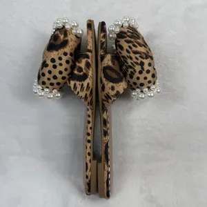 Betsey Johnson Womens Leopard Print Pearl Bow Square Toe Flat Slide‎ Sandals 5 thumbnail 10