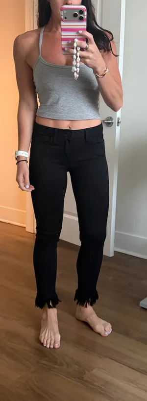 Just Black Denim Jeans with Frayed Bottoms thumbnail 1
