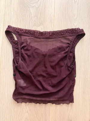 GUC Burgundy Sheer Mesh Y2K Cami Top thumbnail 5