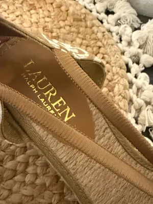 Lauren‎ Ralph Lauren Tan White Batik Print Espadrille Wedge Sandals Size 6.5 thumbnail 6
