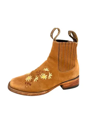 La Sierra Western Boots Floral Embroidery Size 7 Light Brown Nubuck thumbnail 2