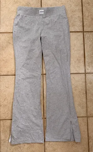 Jockey Gray Foldover Waist Flare Yoga Pants thumbnail 1