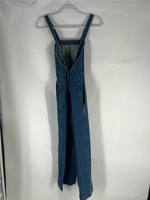 Apiece Apart Carmen Denim Overalls Size 0 Blue Wide Leg Cross Back Jumpsuit thumbnail 7