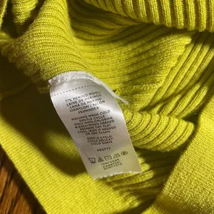 Ann Taylor Ribbed Knit Ruffle Cuff Sweater Chartreuse Green Size M thumbnail 3