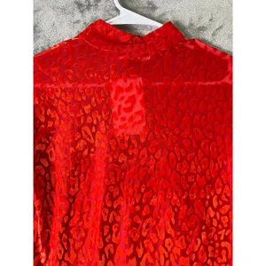 Ranch Dress’n Mock Neck Layering Shirt Red Orange Floral Burnout Small New thumbnail 4