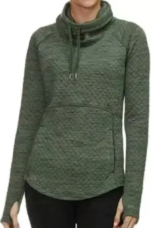 Marmot Annie Sweatshirt Quilted Cowl Neck Pockets Activewear Pullover Green S thumbnail 1