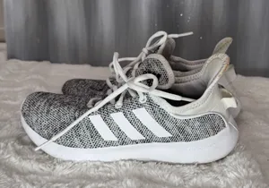 Adidas Cloudfoam White and Gray Knit Sneakers thumbnail 1