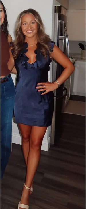 Princess Polly Navy Ruffle Mini Dress thumbnail 1