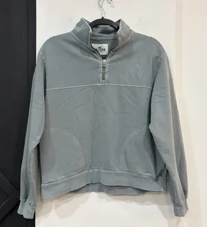 Hollister Sea Foam Green Quarter Zip Pullover Sweatshirt Women’s Size XS thumbnail 1
