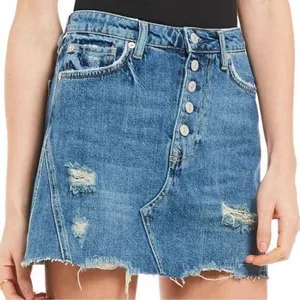 ✨ Free People We the Free Women’s Denim Button Fly Mini Skirt Raw Hem 29 thumbnail 1