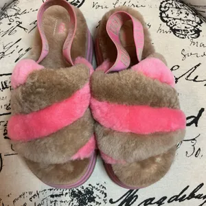 UGG Fluffita Platform Slingback Slipper Pink Rose Tan 1120875 Size 8 Womens thumbnail 4